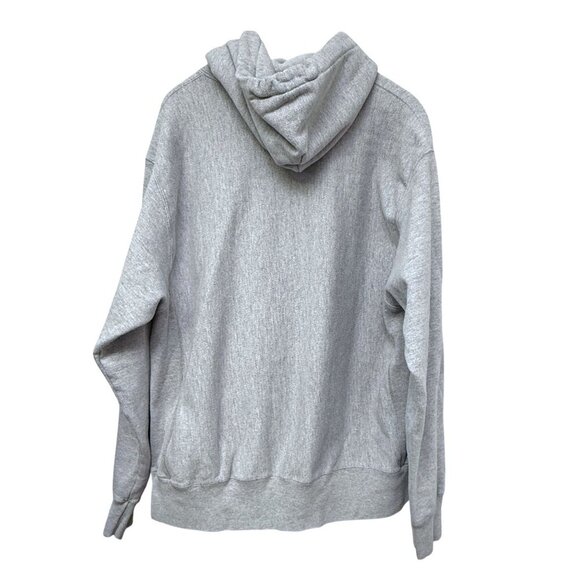 CHAMPION Reverse Weave Hoodie Size Large Oxford Grey Sweatshirt C Logo - Picture 5 of 16